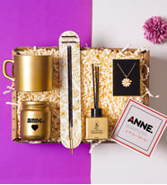 Anneler Günü Gold Hediye Seti & Kupa Bardak, Mum, Tütsü, Ortam Kokusu, Papatya Kolye