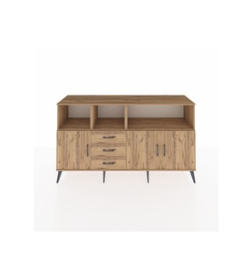 Kronos Konsol 5 Raflı 3 Çekmeceli 3 Kapaklı 176x59x99 Çam-Çam