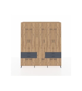 Hyperion Dolap 11 Raflı 4 Çekmeceli 2 Askılı 220x44x243 Çam-Çam/Antrasit