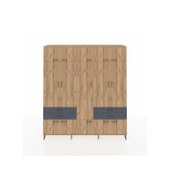 Hyperion Dolap 11 Raflı 4 Çekmeceli 2 Askılı 220x44x243 Çam-Çam/Antrasit