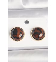 Pirinç Gold Renk 3D Daire Leopar Model Kadın Küpe 5886 - SSSSSS4558-3950