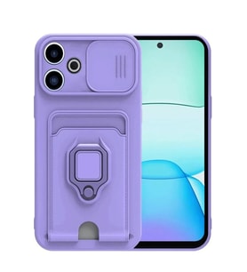 Newface Xiaomi Redmi 13 4G Kılıf Zuma Kartvizitli Yüzüklü Silikon - Lila