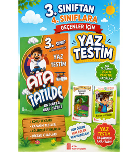3.Sınıftan 4.Sınıflara Geçenler İçin Yaz Testim ( 2 Adet Hikaye Kitabı Hediyeli)