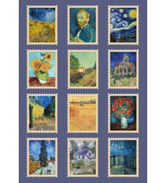 Vincent van Gogh Tabloları Pul Tasarımlı Ajanda, Defter, Laptop, Telefon, Scrapbook Sticker