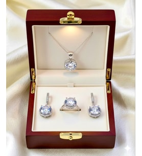 925 Ayar Gümüş Beyaz Zirkon Taşlı Set