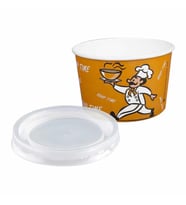 YüceCup Kraft Kağıt Şeffaf Kapaklı Çorba Kasesi - 14 Oz - 480 Ml. - 50 Adet / Kase + Kapak