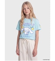 LCW Kids Yeşil Bisiklet Yaka Cinnamoroll Baskılı Kız Çocuk Tişört