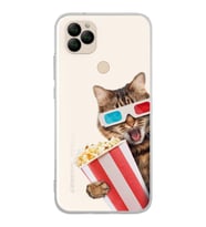 PrintiFy General Mobile GM 22 ile Uyumlu 1mm Slim Fit Kedi 1 050b Baskılı Şeffaf  Kılıf
