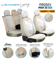 Geely Emgrand Uyumlu Lüx Deri Kadife Detaylı Oto Koltuk Kılıfı Ön Arka Takım Prosev BEJ