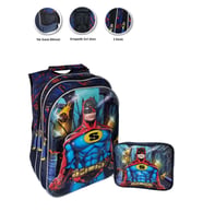 Kabartmalı Süper Batman Okul Çantası + Beslenme Batman Çanta İlkokul Çantası Erkek Okul Çantası (Çok Renkli)