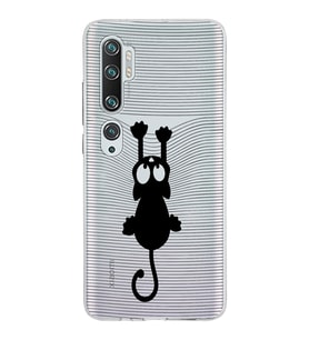 Xiaomi Mi Note 10 Uyumlu Kapak Çizgi Kedi Tasarımlı Şeffaf Silikon Kılıf