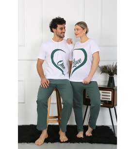 Akbeniz Kadın Pamuk Penye Sevgili Kombini Pijama Takımı Beyaz 50127 Tek Takım Fiyatıdır