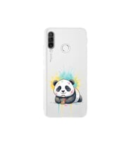 Huawei P30 Lite ile Uyumlu Splash Panda Tasarımlı Şeffaf Silikon Kılıf