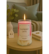 Mumelia Candles Raspberry Latte - Doğal Soya Cam Bardak Tasarım Mum