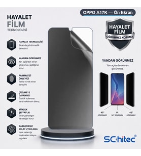 SChitec OPPO A17K Uyumlu Ön Yüzey Hayalet Privacy Hidrojel Ekran Koruyucu