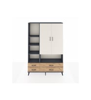 Arges Dolap 8 Raflı 4 Çekmeceli 2 Kapaklı 132x30x195 Antrasit-Aytaşı/Çam