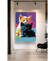 YAVRU KEDİLER YAĞLI BOYA GÖRÜNÜMLÜ KANVAS TABLO EV DUVAR SALON OFİS DÜKKAN HEDİYELİK DEKARASYON SÜSÜ
