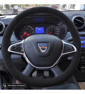 Dacia Sandero Direksiyon Kılıfı Alcantara Süet Monza Black Serisi Siyah 2017-2021