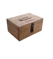 Tipbox Ahşap Oyma Yazılı 24cm x 16cm Yükseklik 10cm (Açık Kahverengi)