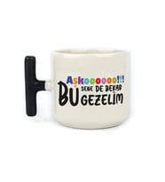 Aşkoooooo Baskılı Siyah Kulplu T Kupa