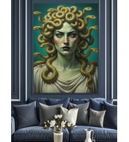 Yılan Saçlı Medusa Heykeli Dekoratif Kanvas - Mdf Ahşap Tablo