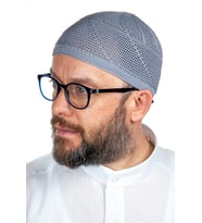 Gold Lüks Dantel Örme Namaz Takkesi Gri 1 Adet (Açık Gri)