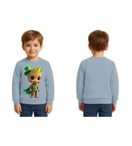 Unisex Groot Baskılı Çocuk Swaetshirt 3 İplik Şardonlu (Mavi)