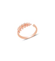 Gümüş rose zirkon taşlı ayarlamalı yaprak yüzük SGTL11732ROSE