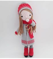 Şapkalı Kırmızılım Bebek Amigurumi Organik Oyuncak
