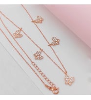 Gümüş Kelebek Model Taşlı Sallanır Kolye 925 Ayar (Karışık)