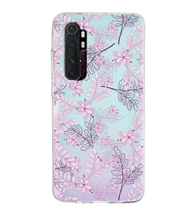 Xiaomi Mi Note 10 Lite Uyumlu Kapak Floral Pudra Tasarımlı Şeffaf Silikon Kılıf