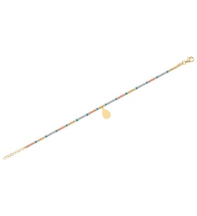 Diamond Line-Gülaylar 14 Ayar 3 Renkli Altın Açık Mavi Taşlı Dorika Bileklik