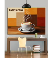 Cappuccino Kahve Fincanı Dekoratif Kanvas - Mdf Ahşap Tablo
