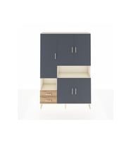 Arges Dolap 10 Raflı 2 Çekmeceli 5 Kapaklı 132x30x195 Aytaşı-Antrasit/Çam