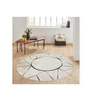 Eliana Home Baskılı, Yıkanabilir Kaymaz Taban Yuvarlak Halı LNA7138 120x120 cm (Bej)