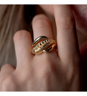 Vianto Jewellery Sessiz Çığlık Altın Esintili 925 Ayar Kadın Gümüş Yüzük (Gold)