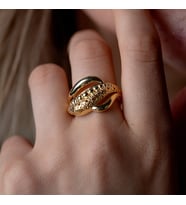 Vianto Jewellery Sessiz Çığlık Altın Esintili 925 Ayar Kadın Gümüş Yüzük (Gold)