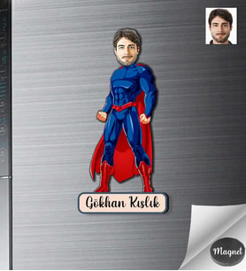 Kişiye Özel Süperman Erkek Ahşap Magnet -1