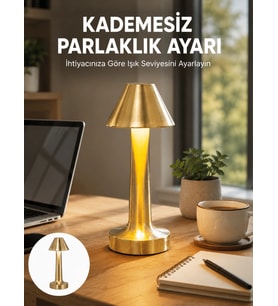 LED Masa Lambası 3 Renk Ayarlı Şarjlı Kablosuz Modern Tasarım Yeni Nesil