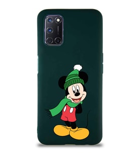 Oppo A72 Soft Premier Kapak Mickey Mouse-G Tasarımlı Silikon Kılıf - Yeşil (Şeffaf)