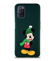 Oppo A72 Soft Premier Kapak Mickey Mouse-G Tasarımlı Silikon Kılıf - Yeşil (Şeffaf)
