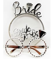 Bride Yazılı Taç ve Bride To Be Yazılı Gözlük Seti - Gümüş Renk