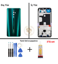 Oppo KASA Reno Z2 Kasa Yeşil Reno Z2 Kasa Yeşil Yapıştırıcı B-7000 Yapıştırıcı Vida Seti Arka Kapak Arka Cam Batarya Kapağı Lazer Kesim Kapak Pil Kapağı Back Cover