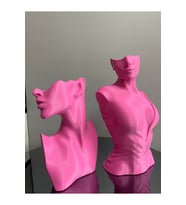 Pembe Renk Dekoratif Takı Mankeni 2'li Set Takı Teşhir Standı 30 ve 23 Cm Takı Organizer Küpe Kolye