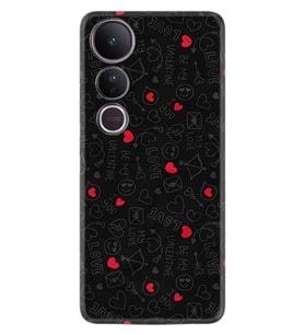 Vivo V50 Lite Kılıf Boutique Baskılı Resimli Siyah Kalp ve Ok Pcode -064