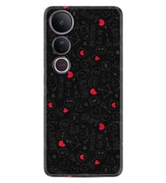 Vivo V50 Lite Kılıf Boutique Baskılı Resimli Siyah Kalp ve Ok Pcode -064