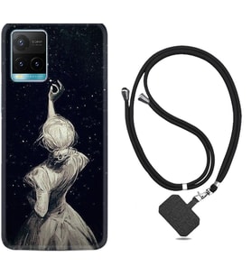Vivo Y11S Y21S Y20 Y20S Y70 Kılıf Boyun Askılı Silikon Star Woman 1332