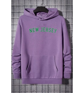 Unisex New Jersey Baskılı Sweatshirt (Lila)