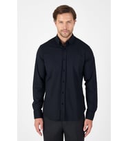 Siyah Uzun Kol Düğmeli Yaka Cepsiz Performans Ürün Slim Fit  Gömlek 1004250270