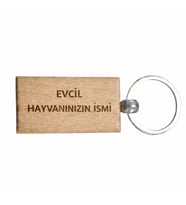 Kişiye Özel Dikdörtgen Ahşap Anahtarlık – Evcil Hayvan İsmi Yazılı Lazer Gravür Anahtarlık – Patili Dostlara Özel Hediye